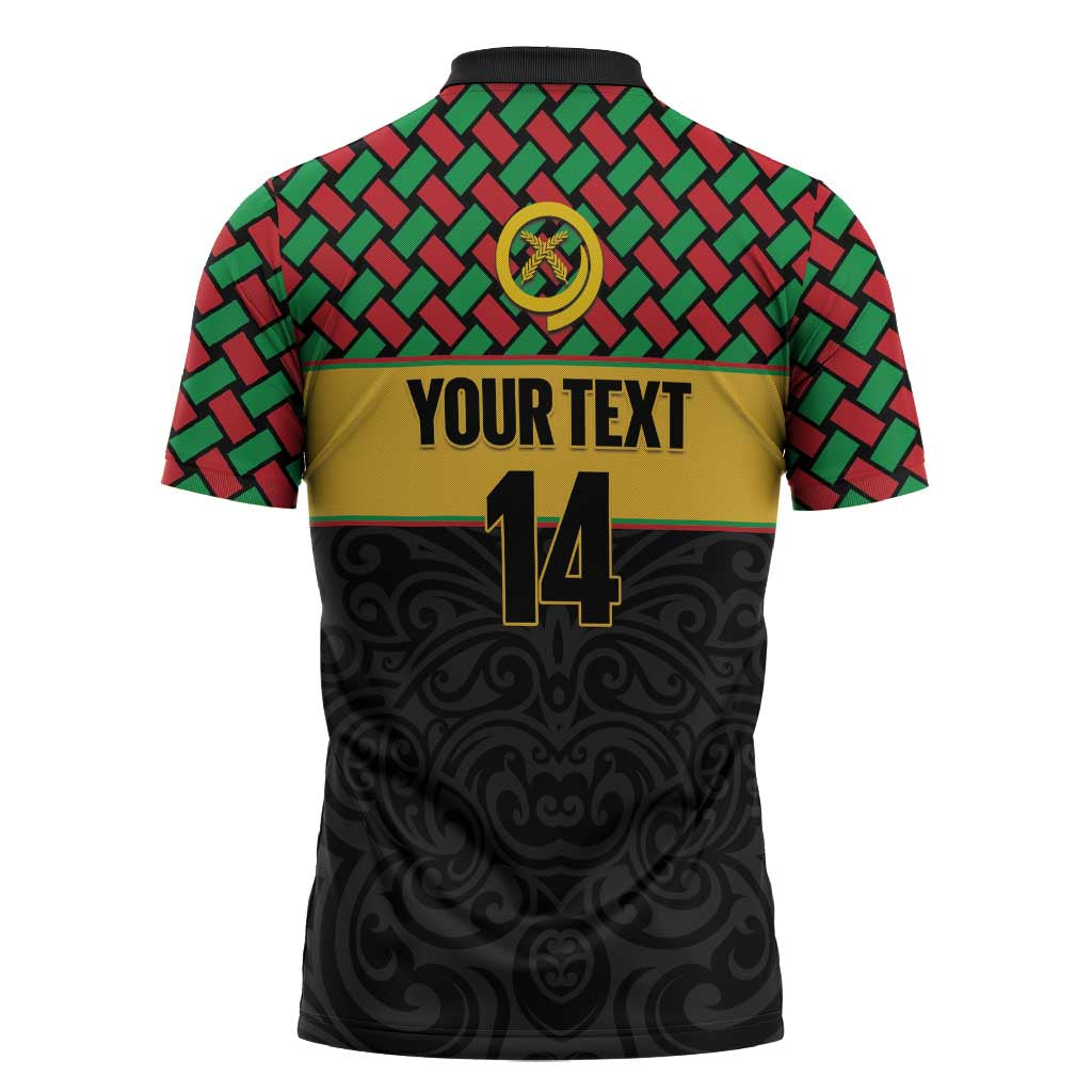 Vanuatu Football Custom Zipper Polo Shirt Go Chiefs Basket-weave Pattern