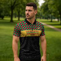 Vanuatu Football Custom Zipper Polo Shirt Go Chiefs Basket-weave Pattern