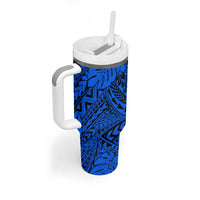 Blue Hawaii Tumbler With Handle Polynesian Tribal Art