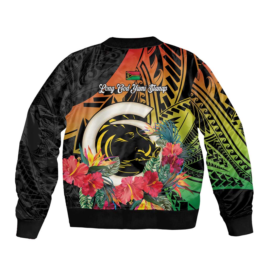 Vanuatu Boar Tusk Yumi Yumi Yumi Bomber Jacket Independens Dei Long God Yumi Stanap