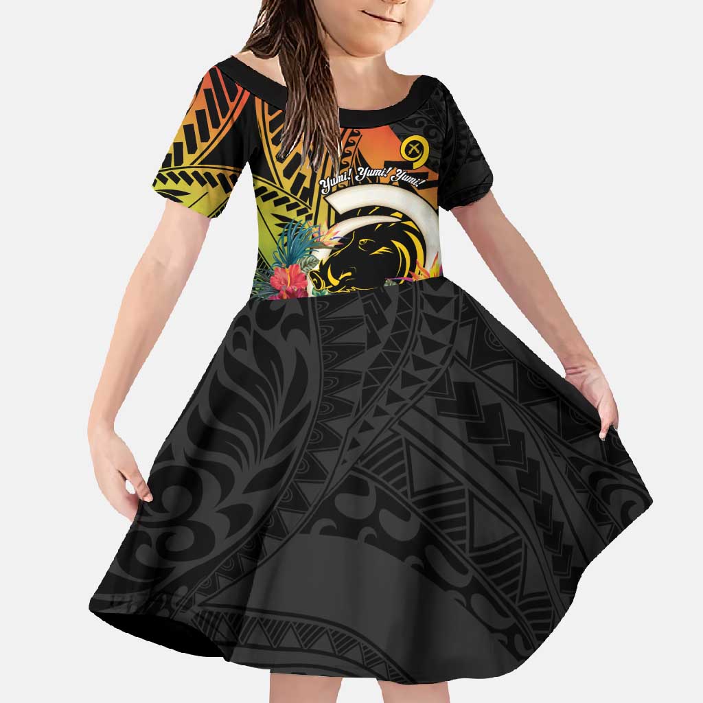 Vanuatu Boar Tusk Yumi Yumi Yumi Family Matching Summer Maxi Dress and Hawaiian Shirt Independens Dei Long God Yumi Stanap