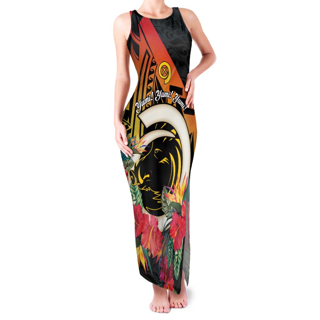Vanuatu Boar Tusk Yumi Yumi Yumi Family Matching Tank Maxi Dress and Hawaiian Shirt Independens Dei Long God Yumi Stanap