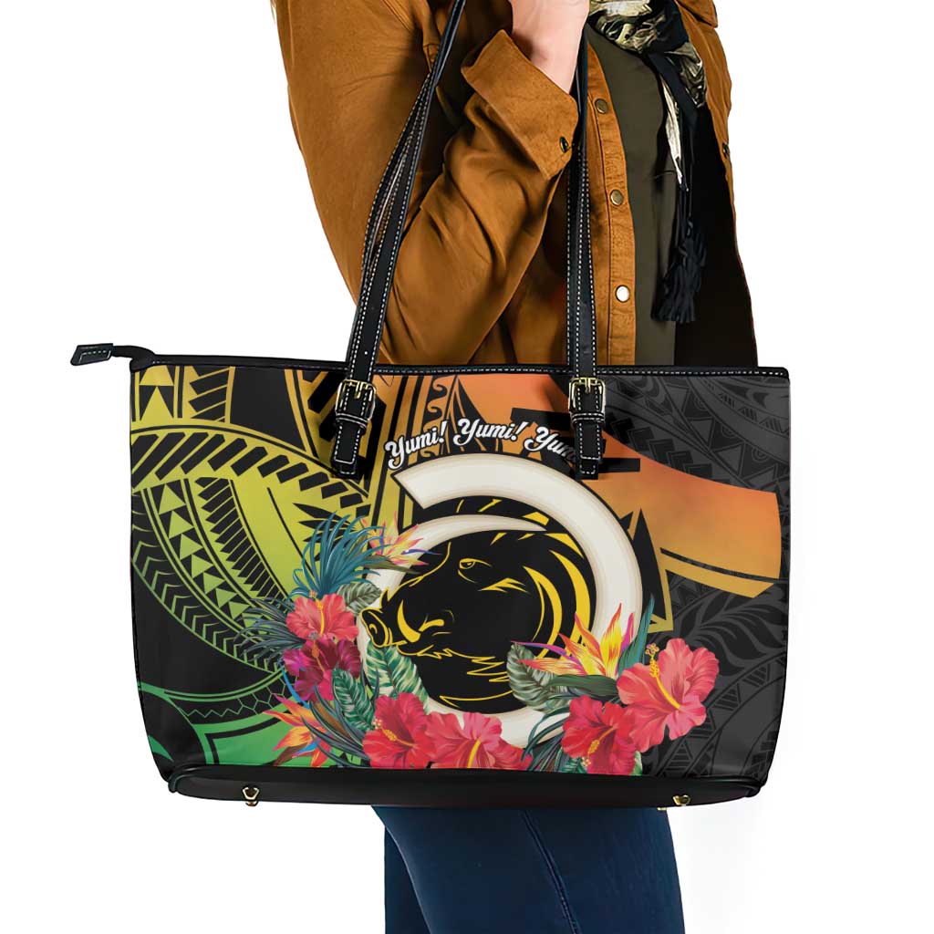 Vanuatu Boar Tusk Yumi Yumi Yumi Leather Tote Bag Independens Dei Long God Yumi Stanap