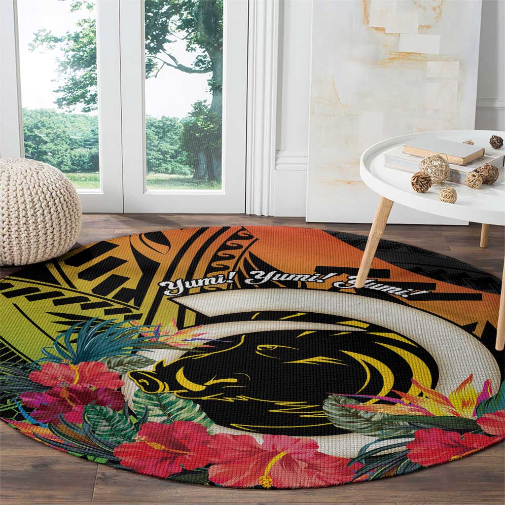 Vanuatu Boar Tusk Yumi Yumi Yumi Round Carpet Independens Dei Long God Yumi Stanap