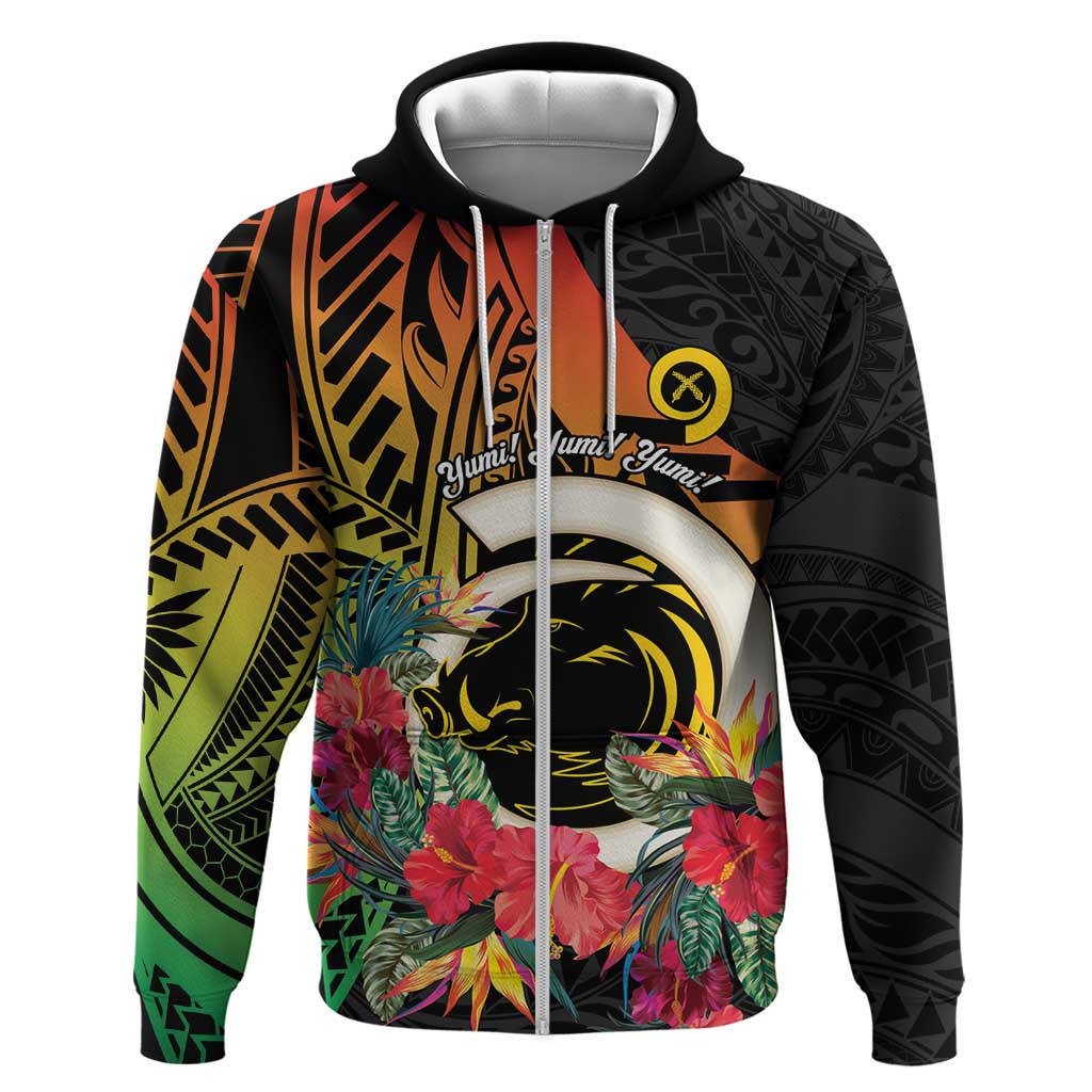 Vanuatu Boar Tusk Yumi Yumi Yumi Zip Hoodie Independens Dei Long God Yumi Stanap