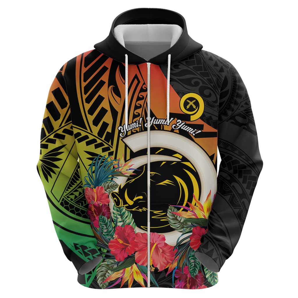 Vanuatu Boar Tusk Yumi Yumi Yumi Zip Hoodie Independens Dei Long God Yumi Stanap