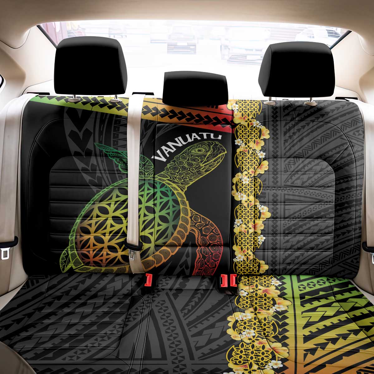 Vanuatu Sand Drawing Turtle Back Car Seat Cover Happy Independence Day