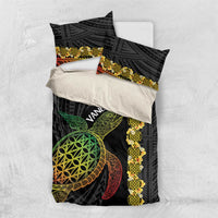 Vanuatu Sand Drawing Turtle Bedding Set Happy Independence Day