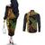 Vanuatu Sand Drawing Turtle Couples Matching Off The Shoulder Long Sleeve Dress and Long Sleeve Button Shirt Happy Independence Day
