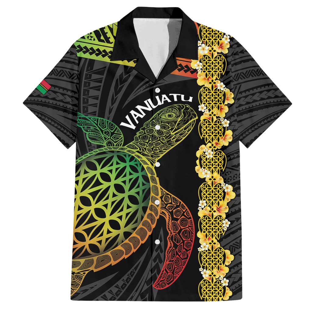 Vanuatu Sand Drawing Turtle Family Matching Long Sleeve Bodycon Dress and Hawaiian Shirt Happy Independence Day