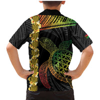 Vanuatu Sand Drawing Turtle Family Matching Mermaid Dress and Hawaiian Shirt Happy Independence Day