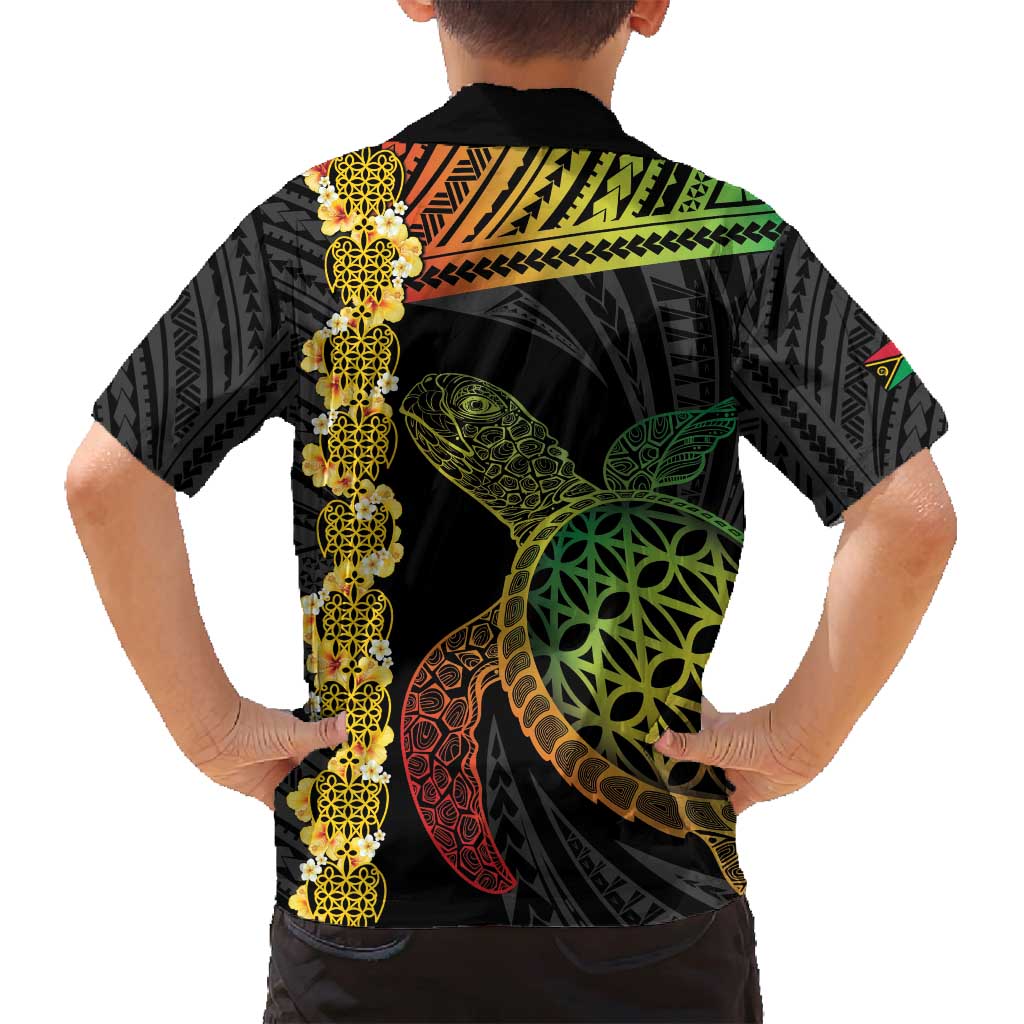 Vanuatu Sand Drawing Turtle Family Matching Puletasi and Hawaiian Shirt Happy Independence Day