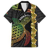 Vanuatu Sand Drawing Turtle Family Matching Puletasi and Hawaiian Shirt Happy Independence Day