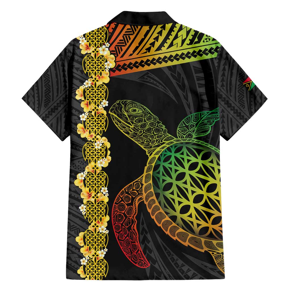 Vanuatu Sand Drawing Turtle Family Matching Puletasi and Hawaiian Shirt Happy Independence Day