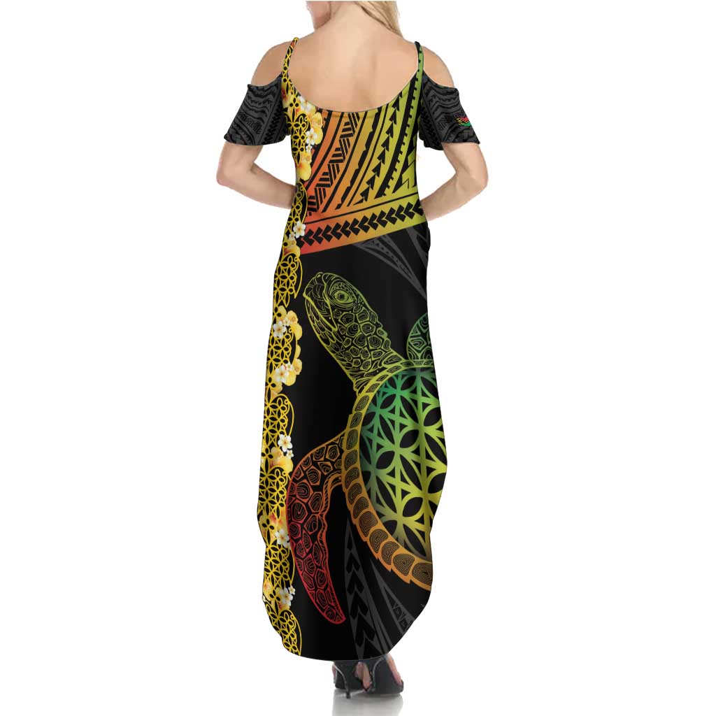 Vanuatu Sand Drawing Turtle Family Matching Summer Maxi Dress and Hawaiian Shirt Happy Independence Day