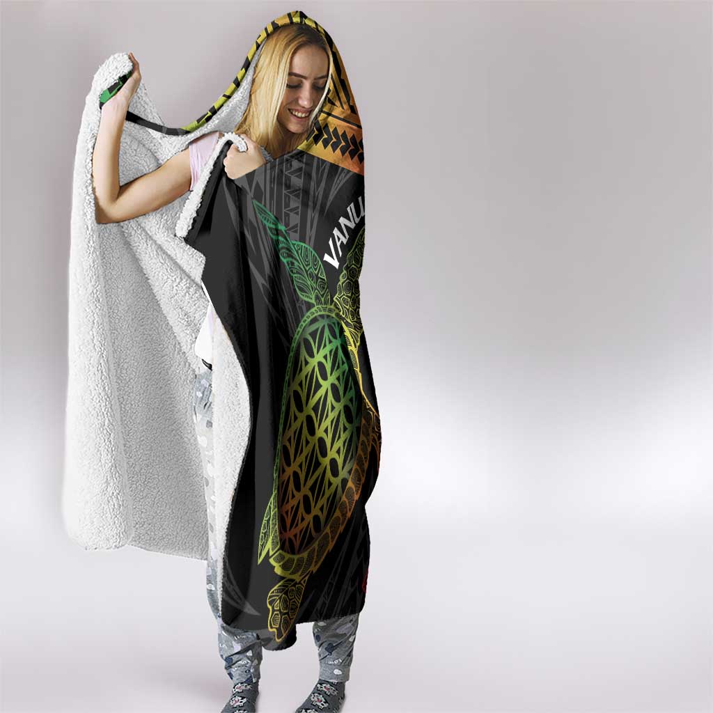 Vanuatu Sand Drawing Turtle Hooded Blanket Happy Independence Day