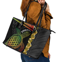 Vanuatu Sand Drawing Turtle Leather Tote Bag Happy Independence Day