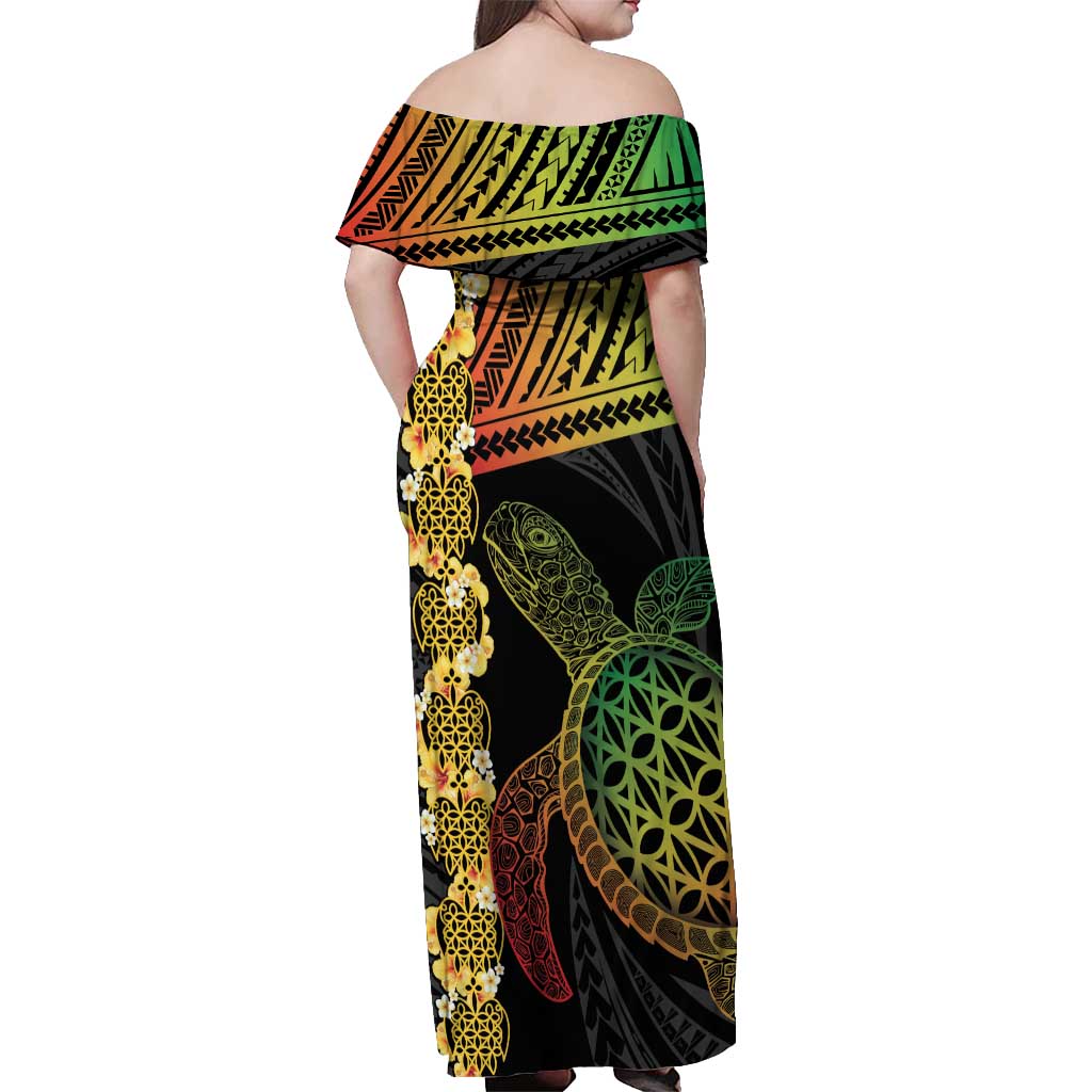 Vanuatu Sand Drawing Turtle Off Shoulder Maxi Dress Happy Independence Day