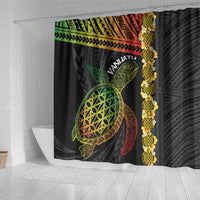 Vanuatu Sand Drawing Turtle Shower Curtain Happy Independence Day