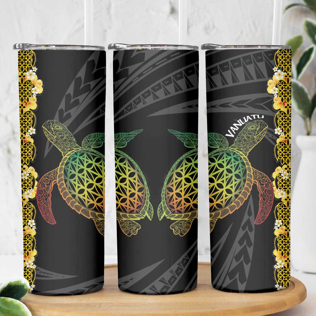 Vanuatu Sand Drawing Turtle Skinny Tumbler Happy Independence Day
