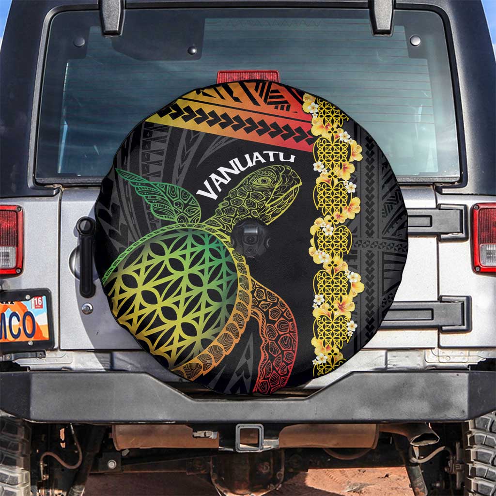 Vanuatu Sand Drawing Turtle Spare Tire Cover Happy Independence Day