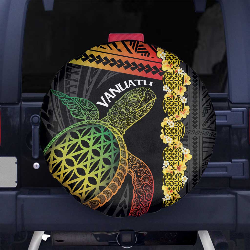 Vanuatu Sand Drawing Turtle Spare Tire Cover Happy Independence Day
