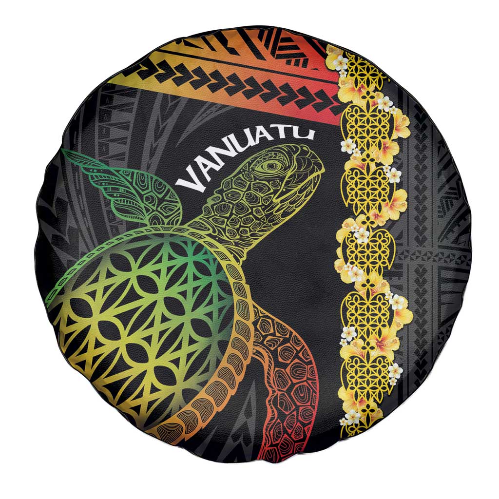Vanuatu Sand Drawing Turtle Spare Tire Cover Happy Independence Day