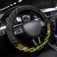 Vanuatu Sand Drawing Turtle Steering Wheel Cover Happy Independence Day