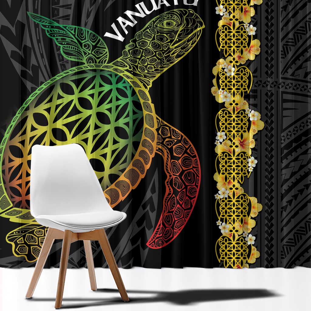 Vanuatu Sand Drawing Turtle Window Curtain Happy Independence Day