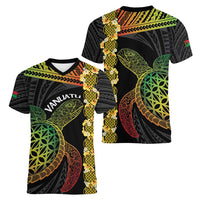 Vanuatu Sand Drawing Turtle Women V-Neck T-Shirt Happy Independence Day LT14 - Polynesian Pride