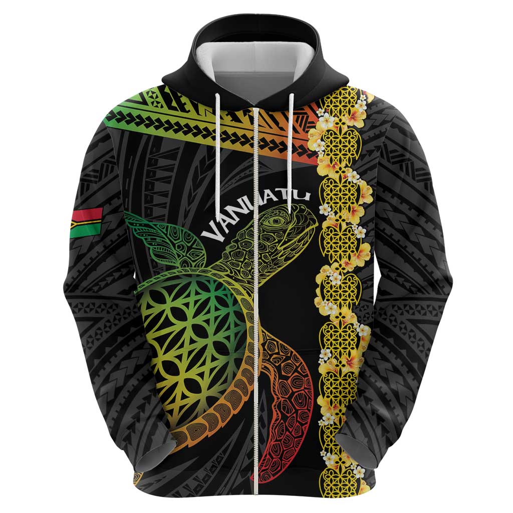 Vanuatu Sand Drawing Turtle Zip Hoodie Happy Independence Day