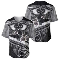 Black Polynesia Baseball Jersey Tribal Pattern Tropical Frangipani