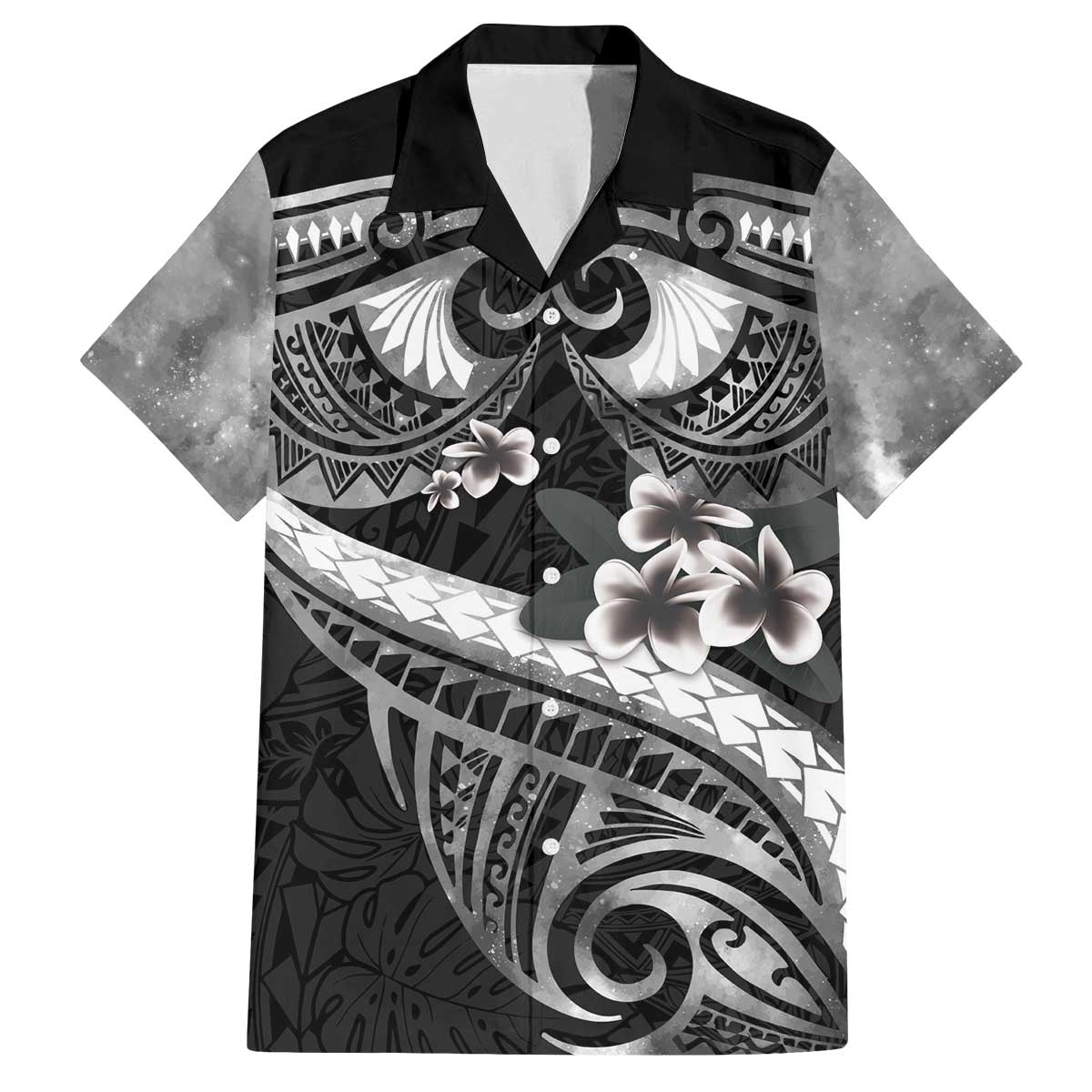 Black Polynesia Family Matching Puletasi and Hawaiian Shirt Tribal Pattern Tropical Frangipani