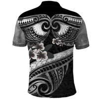 Black Polynesia Polo Shirt Tribal Pattern Tropical Frangipani LT14 - Polynesian Pride