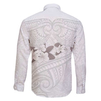 White Polynesia Family Matching Short Sleeve Bodycon Dress and Hawaiian Shirt Tribal Pattern Tropical Frangipani