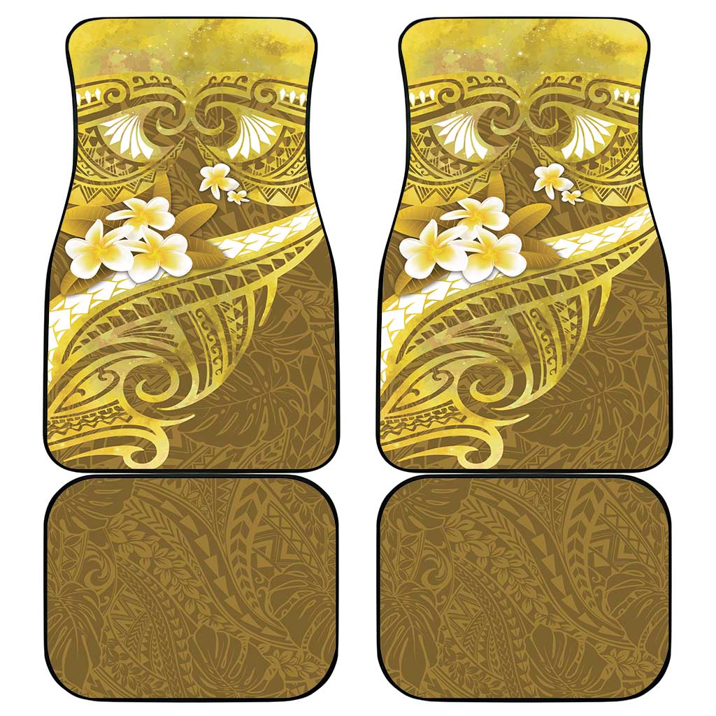 Gold Polynesia Car Mats Tribal Pattern Tropical Frangipani
