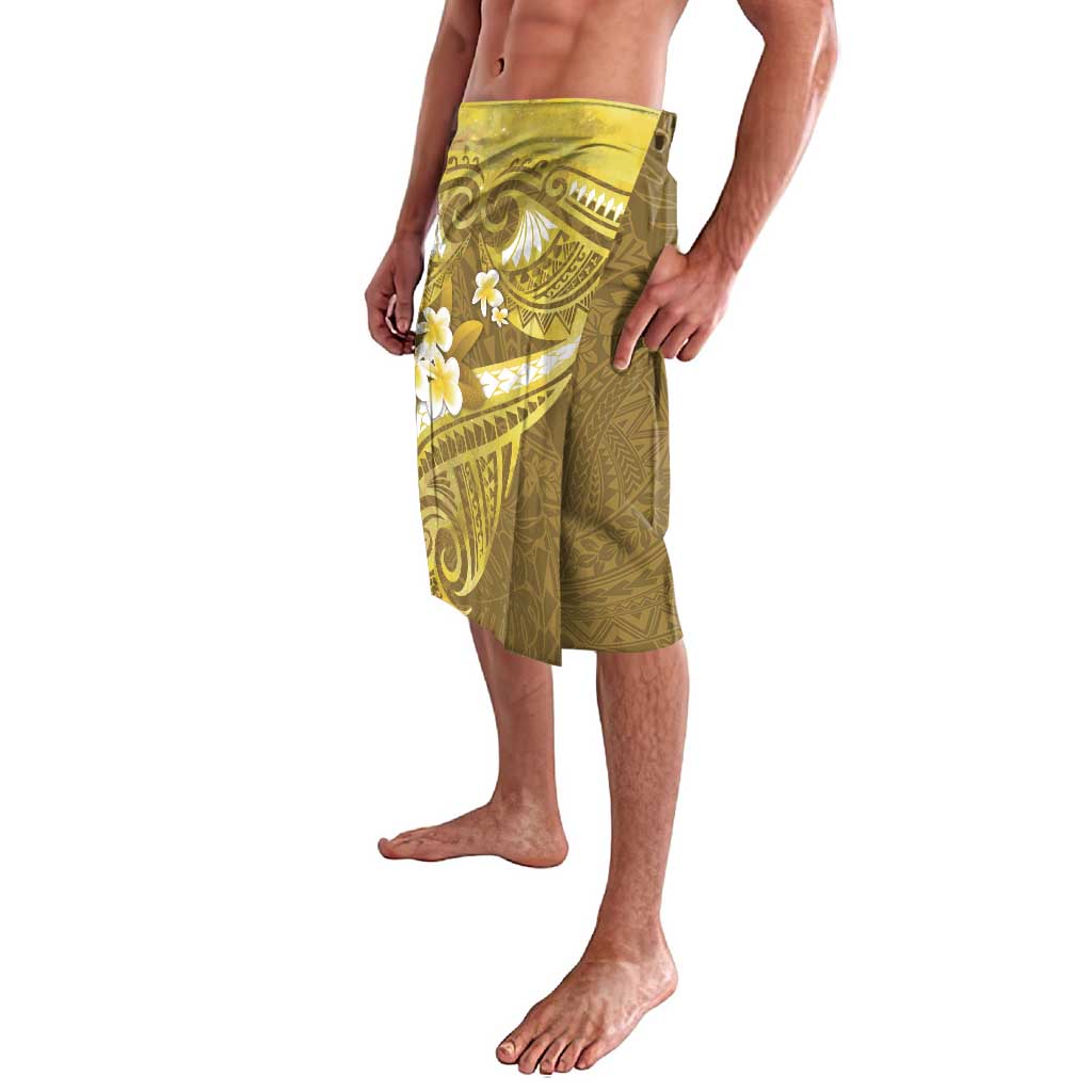 Gold Polynesia Lavalava Tribal Pattern Tropical Frangipani