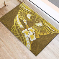 Gold Polynesia Rubber Doormat Tribal Pattern Tropical Frangipani