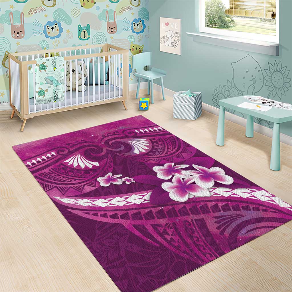 Pink Polynesia Area Rug Tribal Pattern Tropical Frangipani