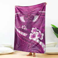 Pink Polynesia Blanket Tribal Pattern Tropical Frangipani