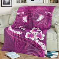 Pink Polynesia Blanket Tribal Pattern Tropical Frangipani