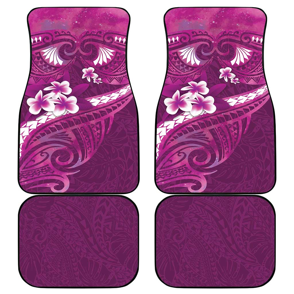 Pink Polynesia Car Mats Tribal Pattern Tropical Frangipani