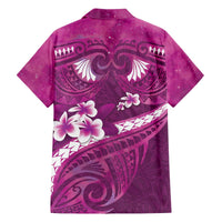 Pink Polynesia Family Matching Puletasi and Hawaiian Shirt Tribal Pattern Tropical Frangipani