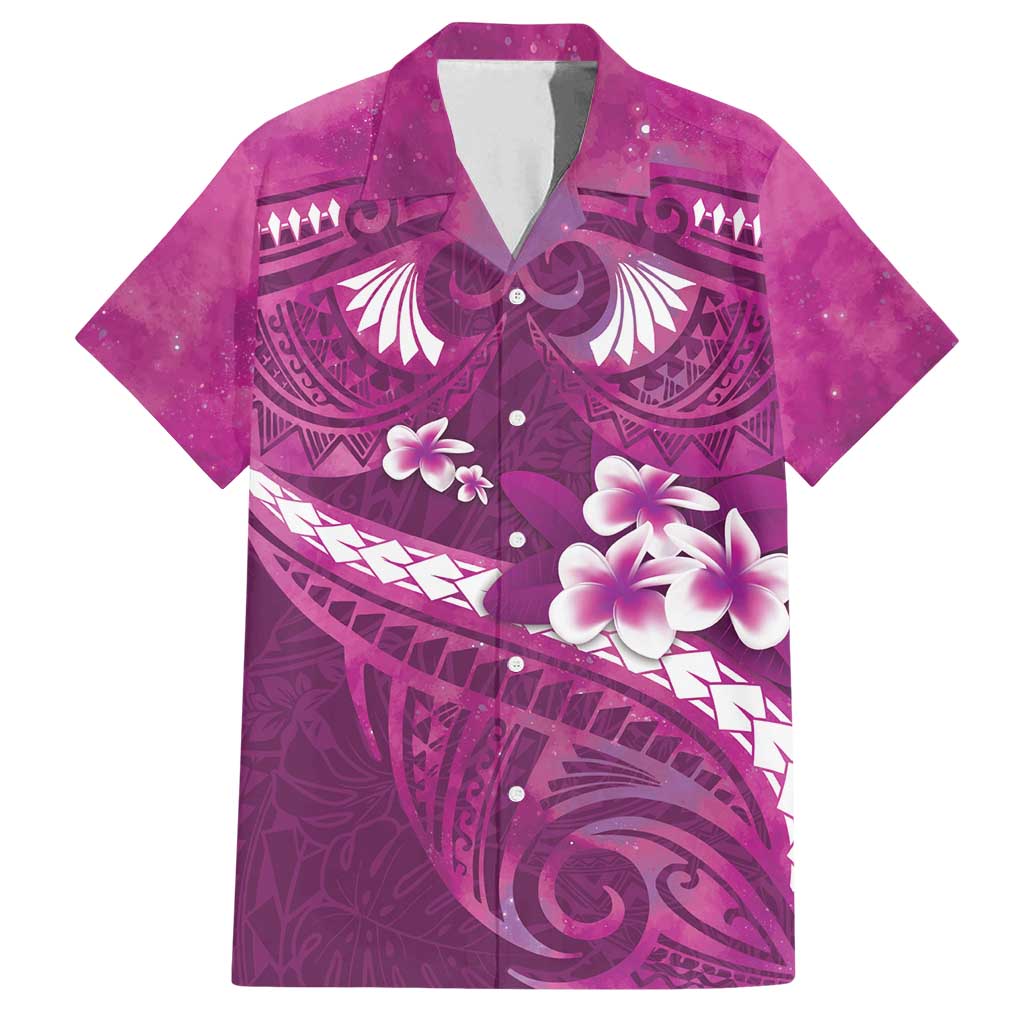 Pink Polynesia Family Matching Summer Maxi Dress and Hawaiian Shirt Tribal Pattern Tropical Frangipani