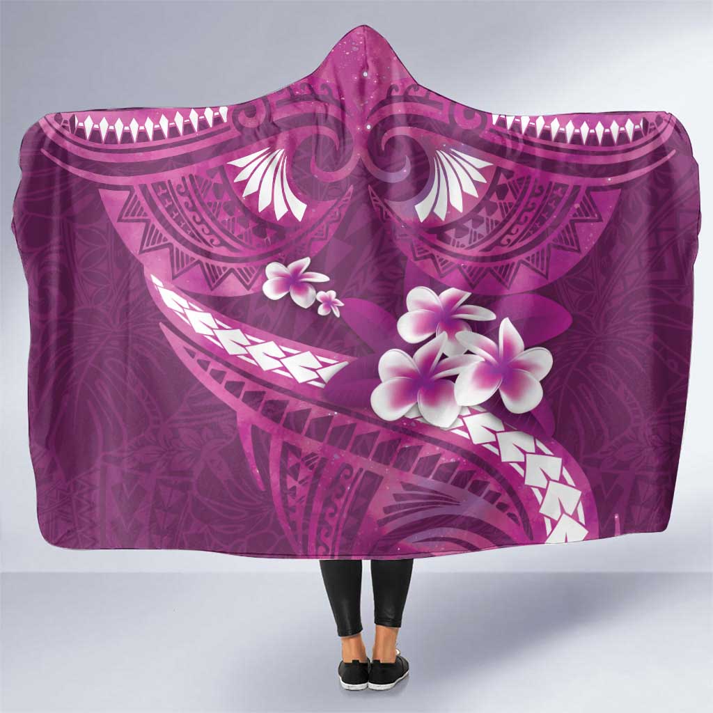 Pink Polynesia Hooded Blanket Tribal Pattern Tropical Frangipani LT14 One Size Pink - Polynesian Pride