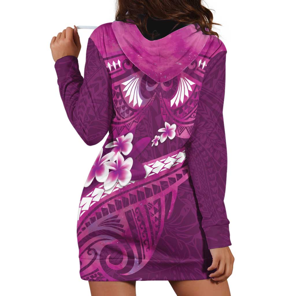 Pink Polynesia Hoodie Dress Tribal Pattern Tropical Frangipani