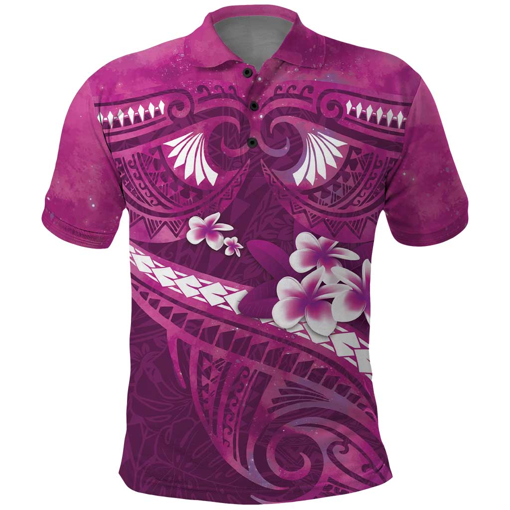Pink Polynesia Polo Shirt Tribal Pattern Tropical Frangipani LT14 Pink - Polynesian Pride