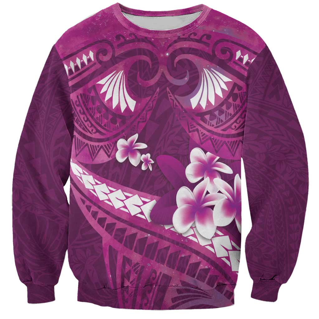 Pink Polynesia Sweatshirt Tribal Pattern Tropical Frangipani LT14 Unisex Pink - Polynesian Pride