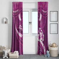 Pink Polynesia Window Curtain Tribal Pattern Tropical Frangipani