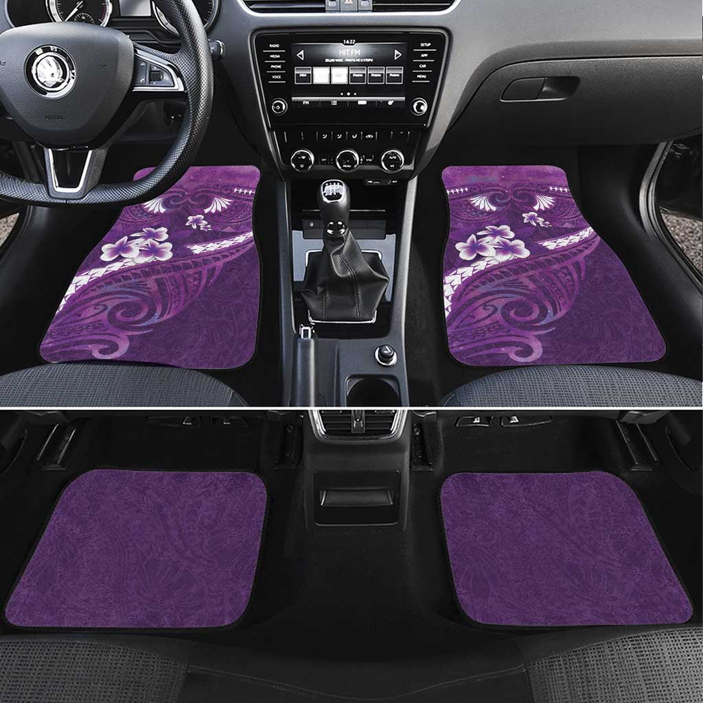 Purple Polynesia Car Mats Tribal Pattern Tropical Frangipani